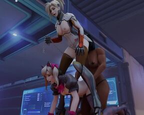 D.Va x Mercy x Pharah - Overwatch Threesome