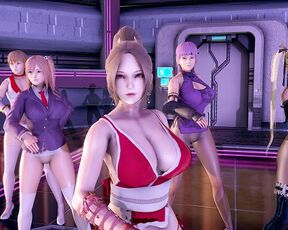 [MMD] PinkCat Striptease Nyotengu Ayane Kasumi Marie Rose Honoka Mai Shiranui DOA Erotic Dance