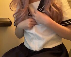 Wearing school uniform, masturbating and orgasm