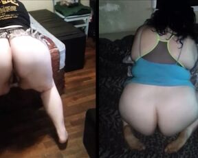 BBW Fat Butt Cheek Flexing Booty Shaking (Slow-Mo Split Screen Clip)