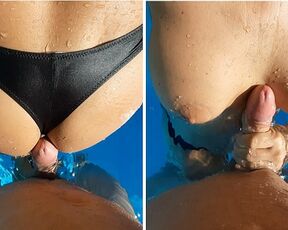 RISKY Quickie & Handjob in Public POOL Corner - Amateur TiraMisu