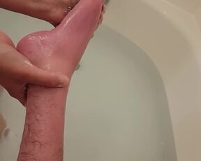 Paraplegic Having Tiny Feet and Scrawny Legs Washed In A Bathtub - First Person View