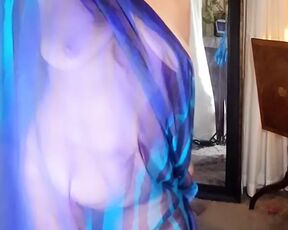 Dancing naked in my transparent scarf. Mature Latina granny with hairy pussy