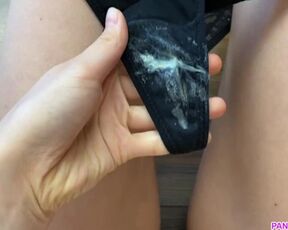 Showing off my dirty, worn panties. Lick me out and my panties!