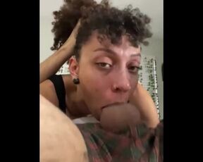 CURLY HAIR EBONY SLUT GETS HER FACE FUCKED