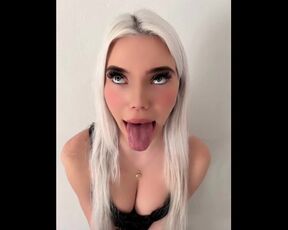 A nice blondie teen is smoking and spitting