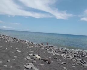 2nd part: Alone at the beach with transparent slip. Two strangers next to me