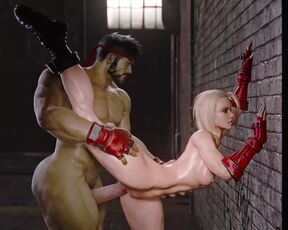 Cammy with Big Boobs VS Naked RYU with Massive Cock - 3D Anime Parody